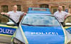 Matthias Kleine (v.l.) und Dennis Gonschorek sind die neuen Regionalsbereichsbeamten der Polizei in Könnern. 