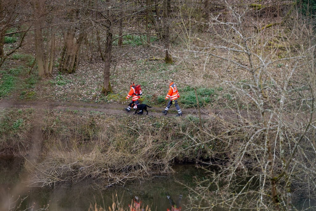 Auch eine Rettungshundestaffel ist im Einsatz.