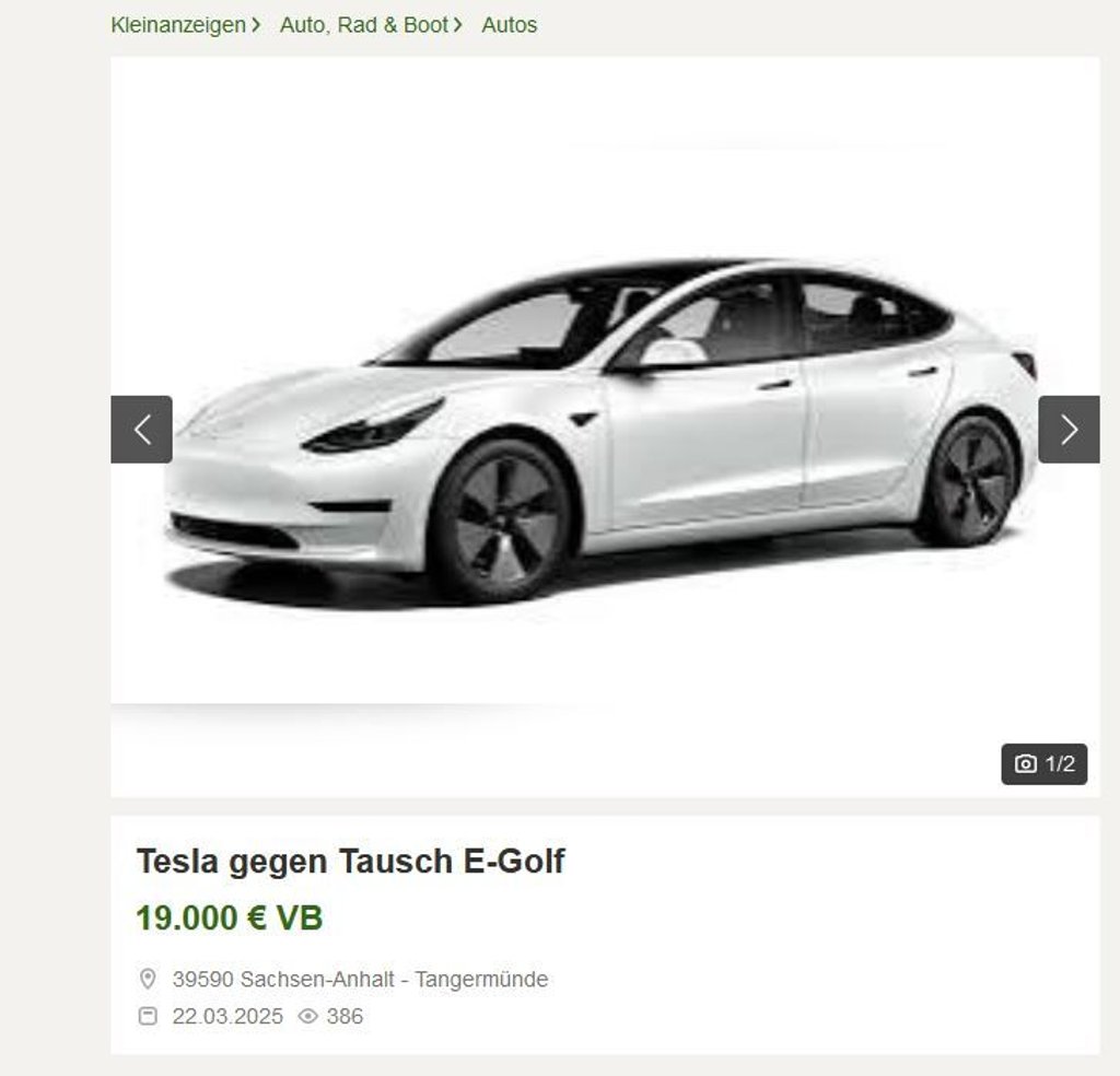 Tauschangebot aus Sachsen-Anhalt auf der Plattform kleinanzeigen.de