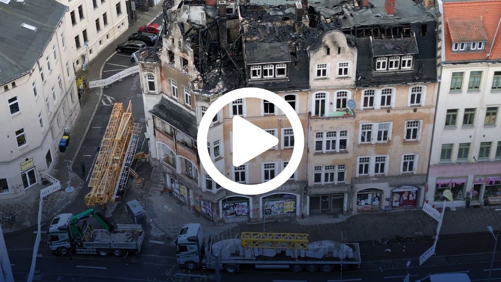 Das Haus in der Großen Steinstraße 34 in Halle nahe dem Steintor am Montagmorgen.