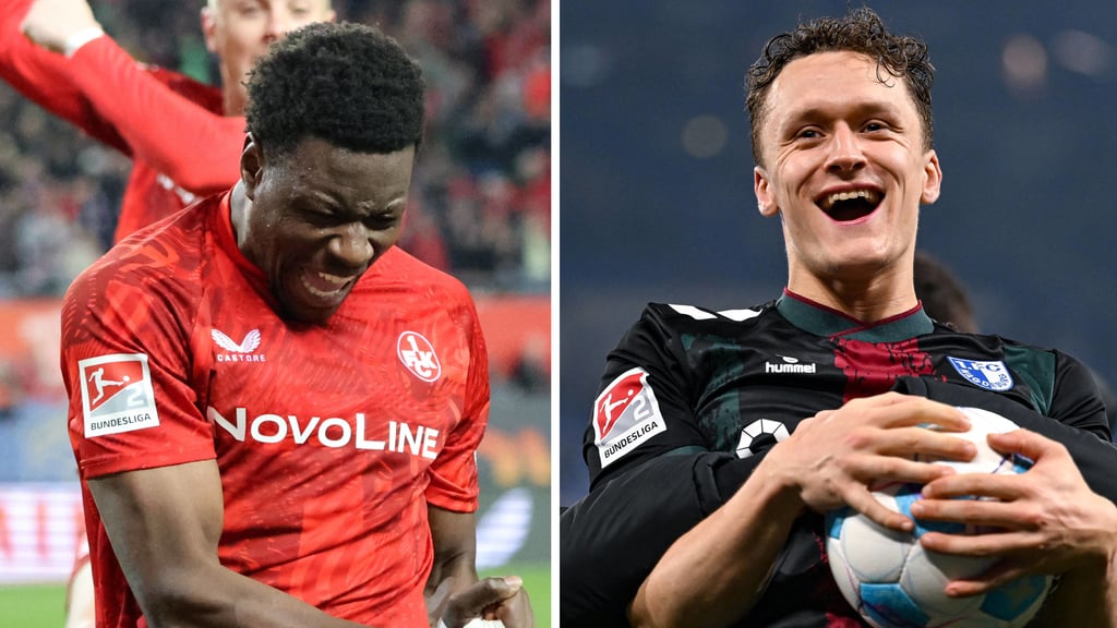 Am Sonntag treffen die beiden Top-Stürmer der 2. Bundesliga aufeinander: Ragnar Ache vom 1. FC Kaiserslautern (li.) und Martijn Kaars vom 1. FC Magdeburg.