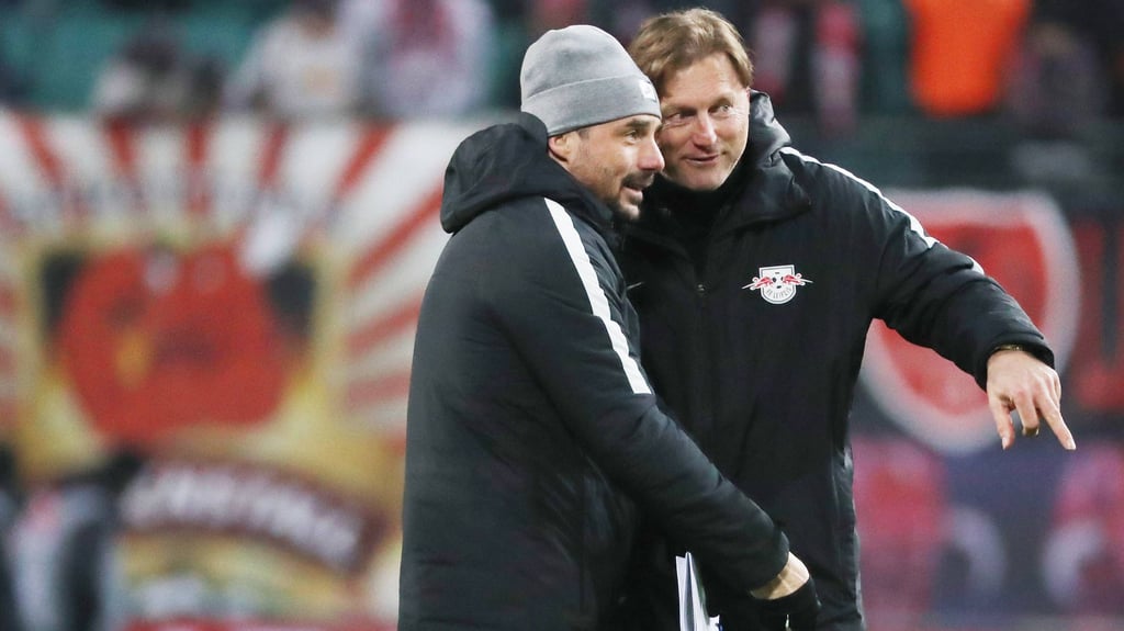 Beste Freunde seit gemeinsamen Tagen bei RB: Leipzig-Coach Zsolt Löw (l.) und VfL-Trainer Ralph Hasenhüttl