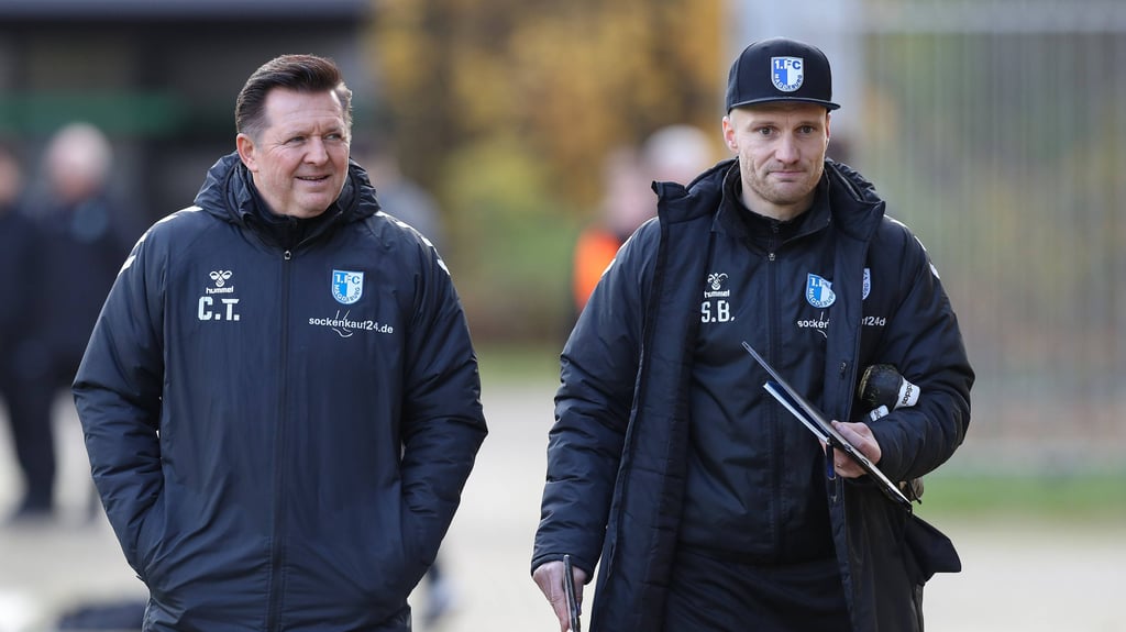 Silvio Bankert (r.) ist aktuell Co-Trainer von Christian Titz beim 1. FC Magdeburg.