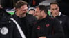VfL-Trainer Ralph Hasenhüttl (l.) und RB-Interimstrainer Zsolt Löw waren von 2016 bis 2018 gemeinsam in Leipzig