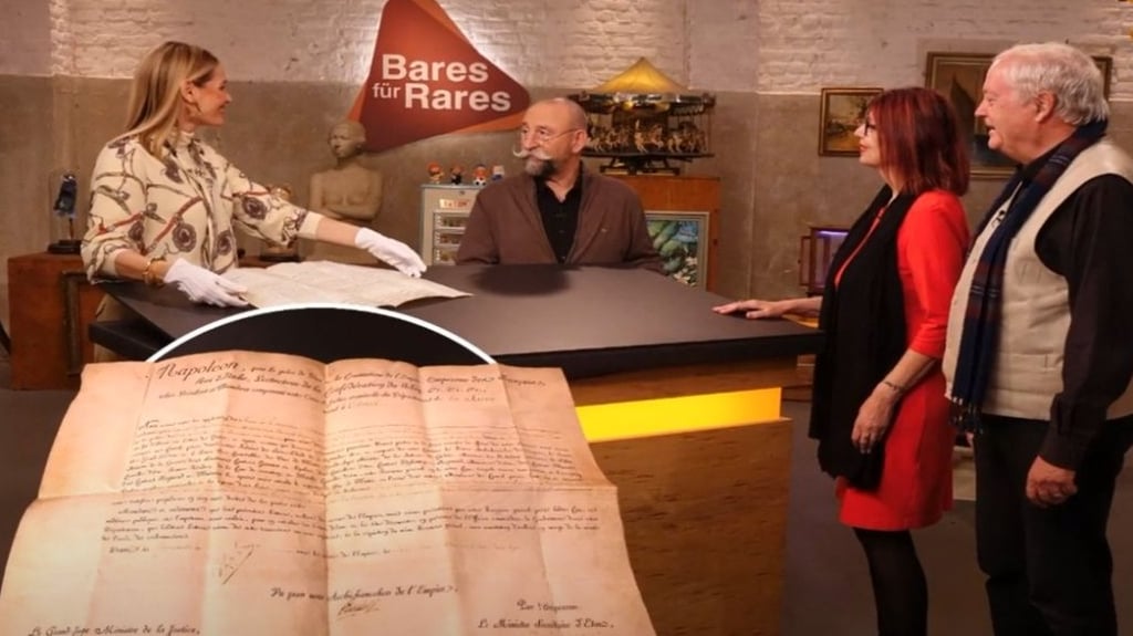 Das Ehepaar Sandra Dorn und Dr. Stefan Hartmann brachte eine wertvolle Urkunde von Napoleon Bonaparte in die Sendung Bares für Rares.