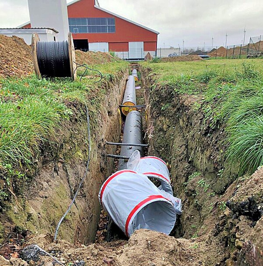 Die Baustelle des Nahwärmenetzes von GP Joule bei Quellendorf im Dezember vergangenen Jahres