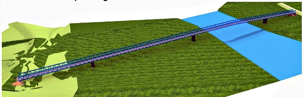 Computeranimation der neuen Saalebrücke zwischen Tornitz (links) und Groß Rosenburg.