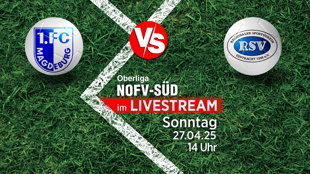 In der NOFV-Oberliga Süd hat der 1. FC Magdeburg II am 27. April um 14 Uhr den RSV Eintracht 1949 zu Gast. Wir zeigen die Partie kostenlos und exklusiv im Livestream.