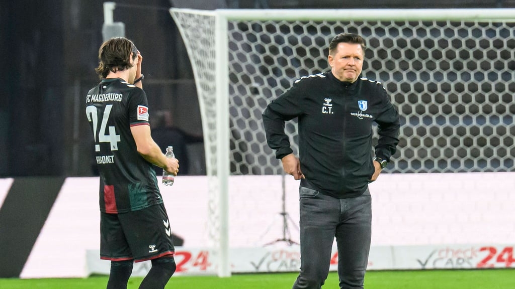 Ein sichtlich bedienter FCM-Trainer Christian Titz nach dem 1:1 seiner Mannschaft gegen Hertha BSC Berlin.
