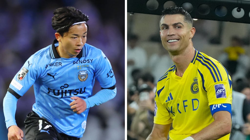 Tatsuya Ito (li.) von Kawasaki Frontale und Cristiano Ronaldo von al-Nassr FC treffen im Halbfinale der AFC Champions League aufeinander.