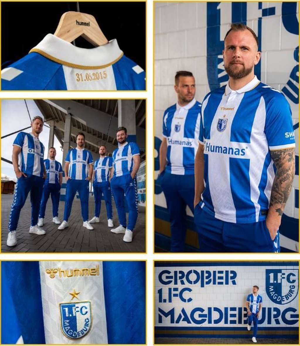 Das Sondertrikot anlässlich des zehnjährigen Jubiläums des Drittligaaufstiegs vom 1. FC Magdeburg.
