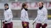 Leipzigs Torhüterinnen Elvira Herzog, Lina von Schrader und Eve Boettcher im Training (v.l.n.r.).