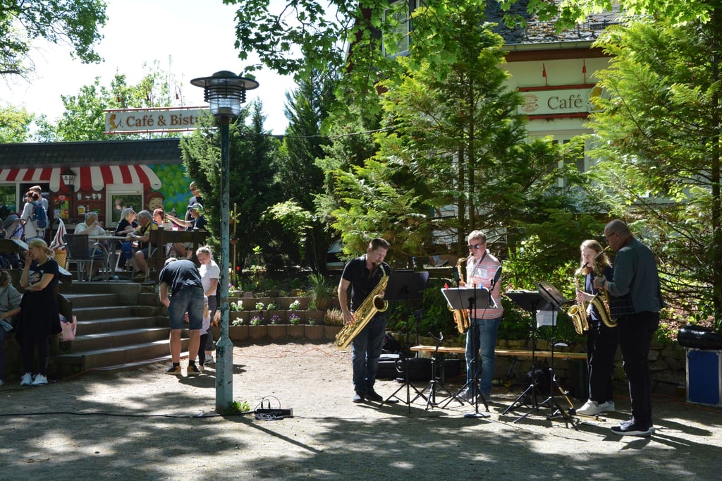 Für den musikalischen Rahmen beim Maifest der Linken in Schönebeck sorgte ein Saxofon-Quartett aus Köthen. Doch den Besuchern wurde noch mehr geboten.
