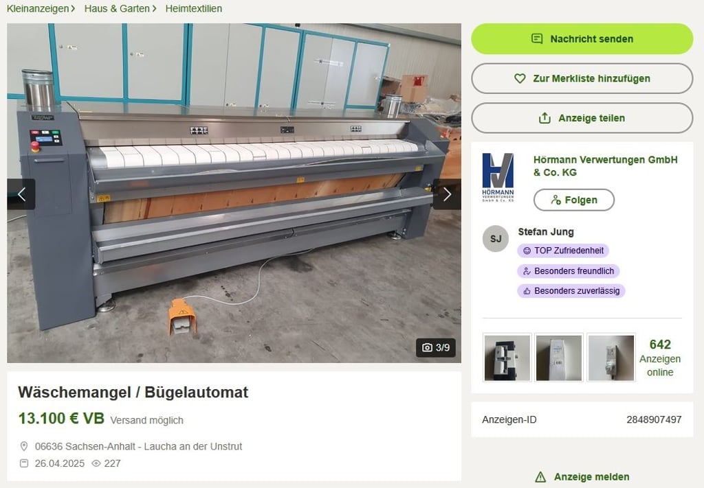 Dieser Bügelautomat aus Laucha sucht noch einen neuen Besitzer.