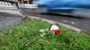 Am Tag nach dem Unfall liegen Rosen am Straßenrand.