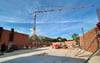 Auf der Penny-Baustelle am Markt Braunsbedra hat der Hochbau begonnen.  