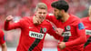 Elias Baum (l) trifft gegen den 1. FC Nürnberg doppelt.