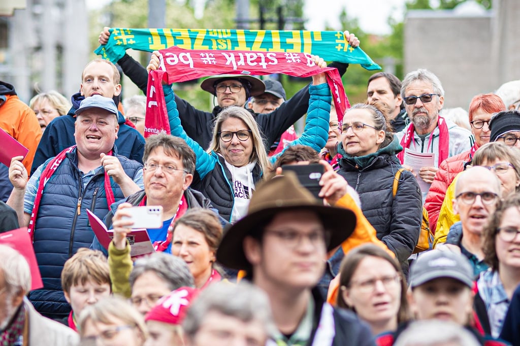 Die Stimmung beim Kirchentag war friedlich und fröhlich.