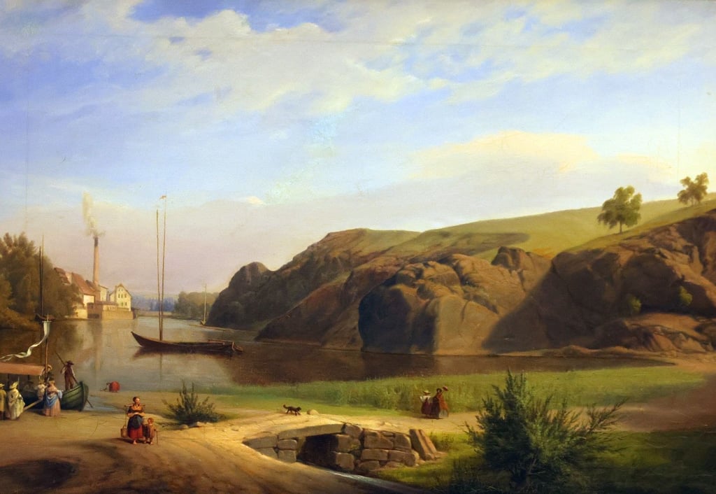 Albert Grell (1814-1891) hat im Jahre 1859 die Klausberge, die Kröllwitzer Papierfabrik und die kleine Brücke über die Faule Witschke gemalt.