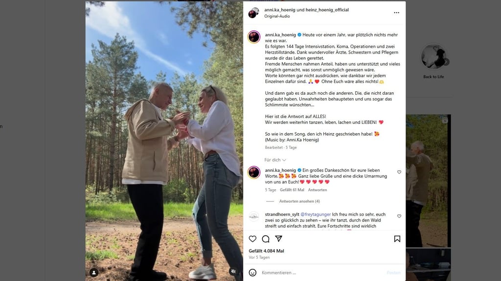 Glücklich tanzt Heinz Hoenig mit seiner Ehefrau Annika Kärsten-Hoenig.