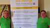 Matthias Schulze, einer der Vorsitzenden des Vereins „Be.teiligt“, und Mitglied Maren Munkelt präsentieren das Banner ihres Vereins. 