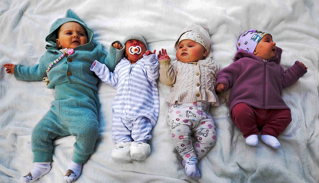 Janisrodas „Fantastische Vier“, von links: Pauline (geb. 16.10.24), Martha (geb. 23.04.25), Aliyah (geb. 25.10.24) und Mathilda (geb. 08.03.25).