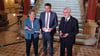 Lydia Hüskens (FDP), Sven Schulze (CDU) und Armin Willingmann (SPD) bei der Vorstellung der Ergebnisse des Koalitionsausschusses.