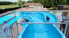 Highlight im Freibad Zahna: Die 47 Meter lange Wasserrutsche.