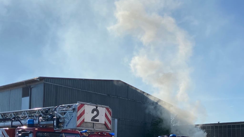 Feuerwehreinsatz an der Berliner Chaussee in Magdeburg: Die Rauchwolken waren schon von der Straße aus zu erkennen.