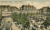 Naumburgs Markt 1913 mit viel Grün - eine kolorierte Postkarte.