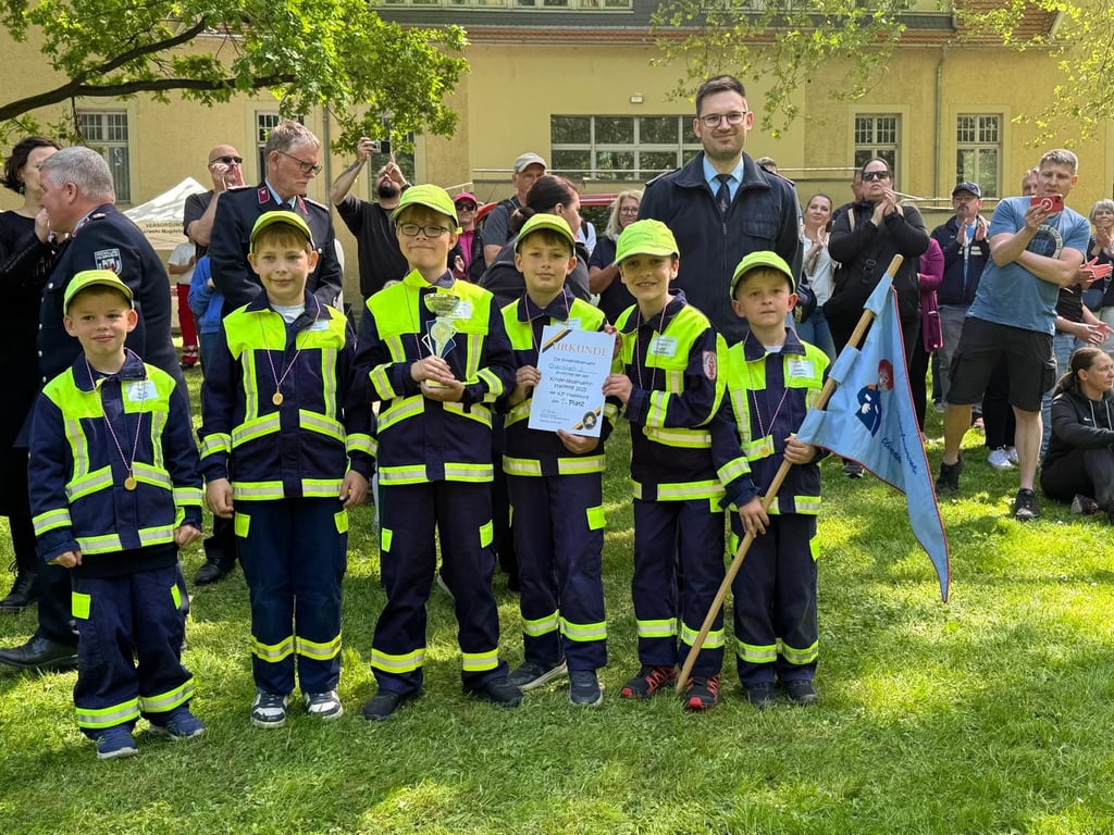Die zweite Mannschaft der Kinderfeuerwehr Olvenstedt holte sich den Stadtmeister-Titel.