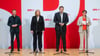 Neue erste Reihe bei der SPD: Tim Klüssendorf, Bärbel Bas und Lars Klingbeil. Die außen stehende Co-Parteichefin Saskia Esken tritt nicht mehr an.