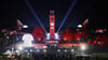 Das Stadion von RB Leipzig im Dunkeln.
