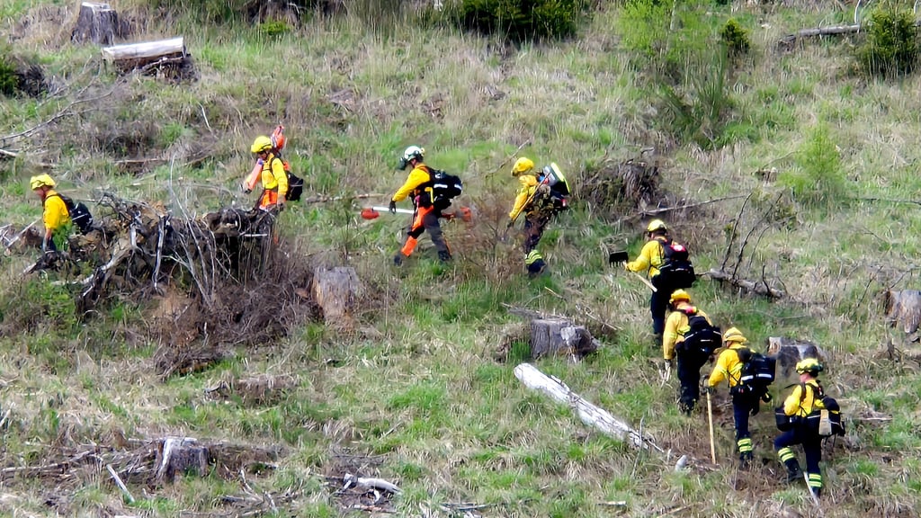 Auf dem Weg zur Einsatzstelle oberhalb der Gleise.