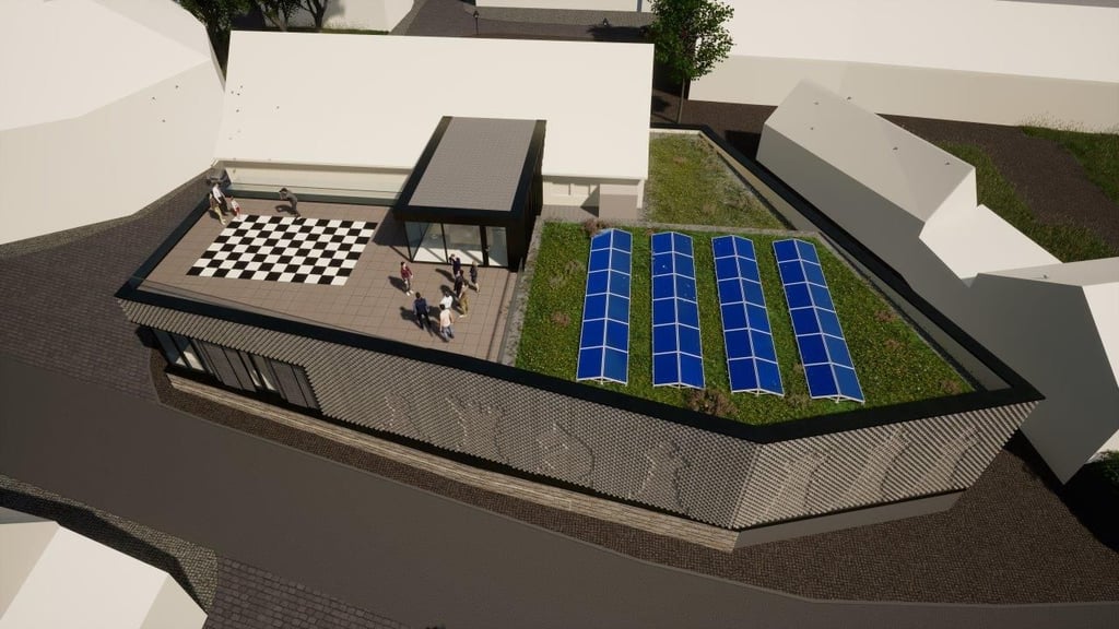 Modern und einladend, mit Dachterrasse und großem Veranstaltungsaal: Die Pläne für das neue Schachmuseum in Ströbeck.