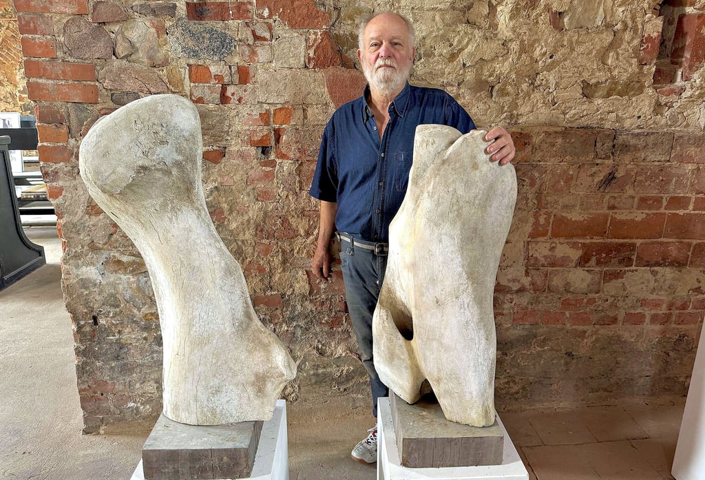Keine Mücke zu Elefanten gemacht, aber Elefanten zu Kunst: Der Magdeburger Bildhauer Wolfgang Roßdeutscher mit Kunst aus Elefantenknochen.