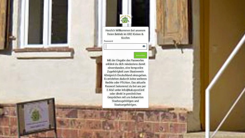 Trotz Schließung des Geschäfts „Kieken und Koofen“ in Tangermünde existiert diese Internetseite noch. Eine Passwortabfrage sichert den Zugang.