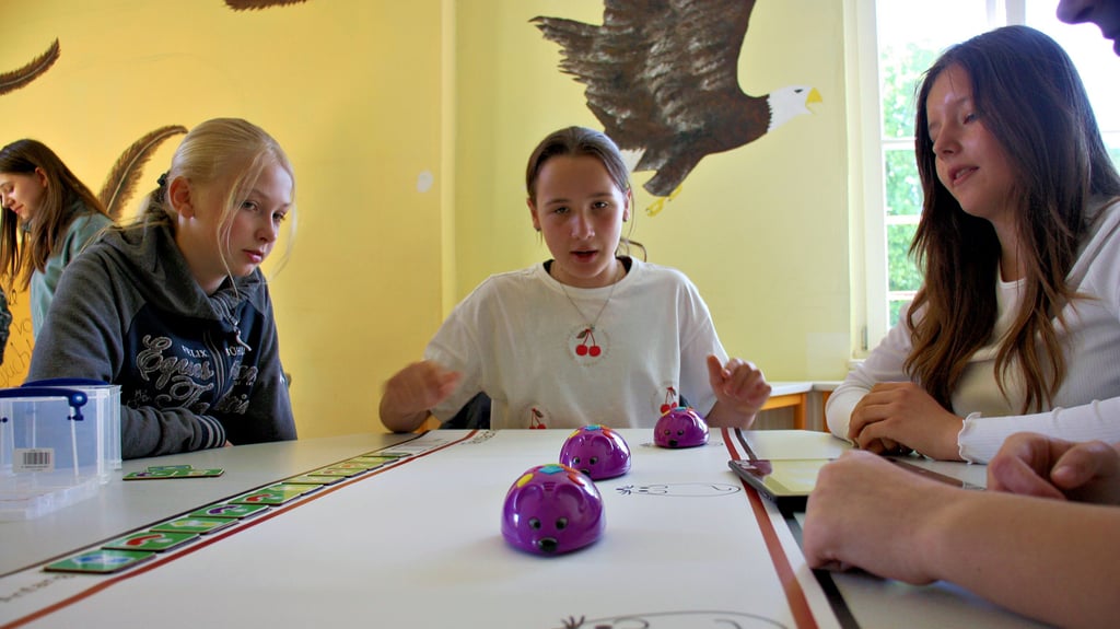 Informatik für Beginner: Nur fünf Minuten haben die Schüler in Osterburg Zeit, um den elektrischen Mäusen per Knopfdruck einen Tanz beizubringen.