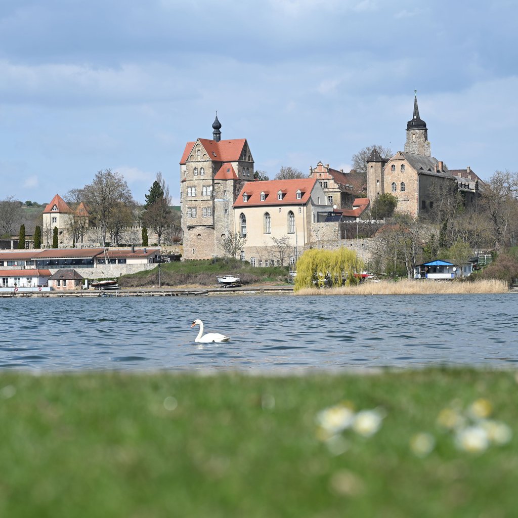 Ausflug zum Süßen See mit Blick auf das Schloss (wie hier) oder doch lieber an den Cospudener See in Leipzig. Zahlreiche Strecken führen um Seen in Mitteldeutschland und bieten sich für Touren an.&nbsp;