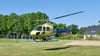 In Rochau wurde ein provisorischer Landeplatz für den Hubschrauber eingerichtet, der den für Menschen gefährlichen Schädling bekämpft.