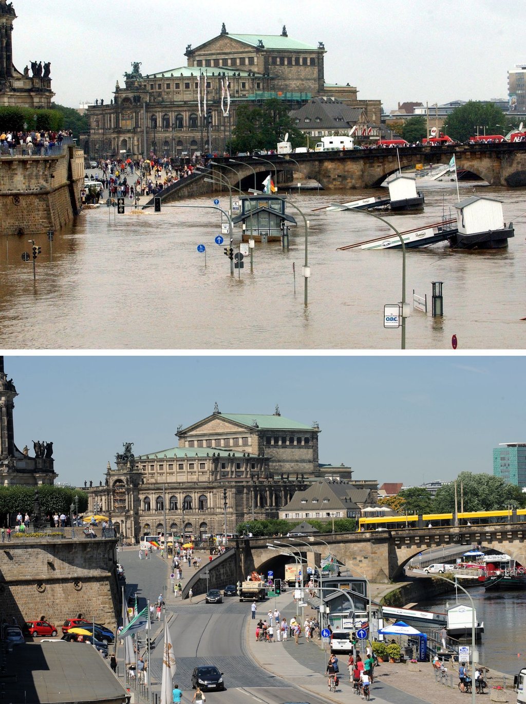 Die Semperoper erlitt beim Jahrhunderthochwasser 2002 einen Schaden von rund 27 Millionen Euro. (Archivbild)