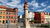 Der eingezäunte Märchenbrunnen in der Weißenfelser Neustadt