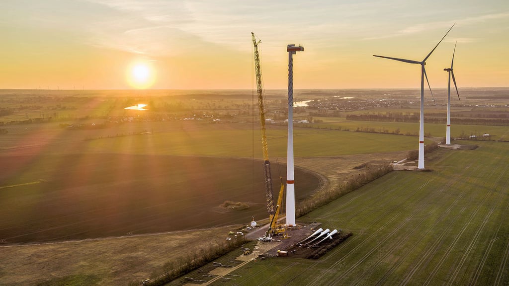 Der Windpark Elster, hier ein Ausschnitt, zählt laut Investor VSB zu den größten Repowering-Projekten in Europa.