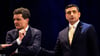 Der liberalkonservative Pro-Europäer Nicusor Dan (l) tritt bei der Präsidenten-Stichwahl in Rumänien gegen den EU-skeptischen Rechtspopulisten George Simion an. (Archivbild)