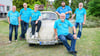 Zum Team der Ohreclassic 2025 gehören: Michael Wesemann (v.l.), Thomas Nagel, Madlen Berner, Bernd Rothämel, Roman Schulze, Andreas Telge und Bernd Wagner (vorn). Sie haben die Fahrt von Wolmirstedt über die Avnet-Arena, die Elbfähre und wieder nach Wolmirstedt organisiert.