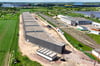 Die neue Abstellhalle der Magdeburger Verkehrsbetriebe (MVB) am Betriebshof Nord in Magdeburg-Rothensee.