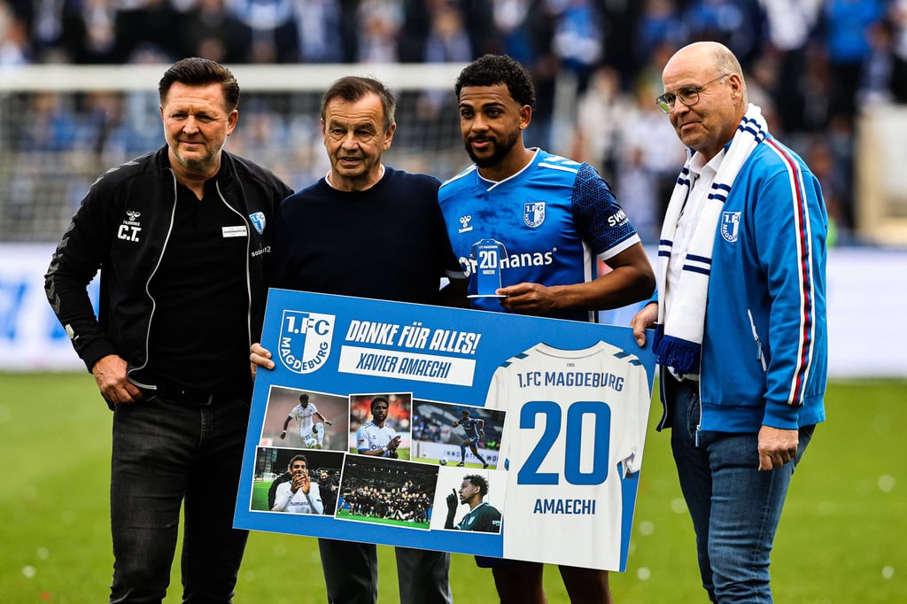 Xavier Amaechi bei seiner Verabschiedung in der Avnet-Arena.