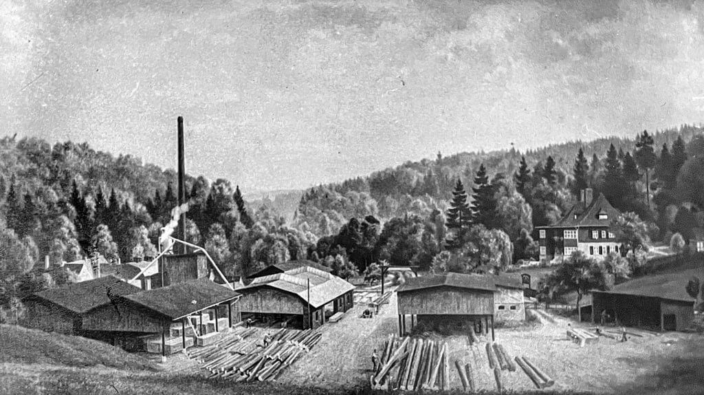 Diese Karte von der Schneidemühle hat die Enkelin von Ewald Hahn im Besitz.
