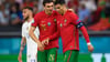 Joao Palhinha und Cristiano Ronaldo (r) werden mit Portugal gegen Deutschland spielen.
