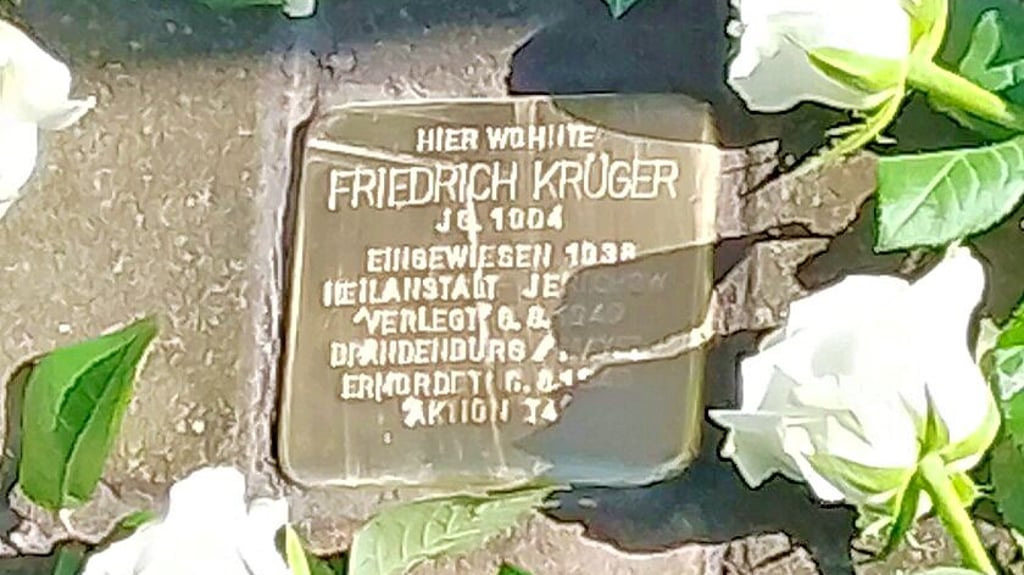 Stolperstein für Opfer Friedrich Krüger in Rogäsen.